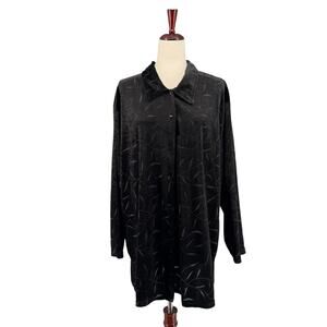 Style Co Woman Sheer Velvet Tunic Shirt Long Sleeve Button Down 3X Witchy Whimsy